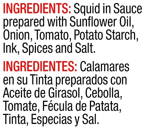 Close-up of Vigo squid in ink sauce ingredients and ink-rich marinade
