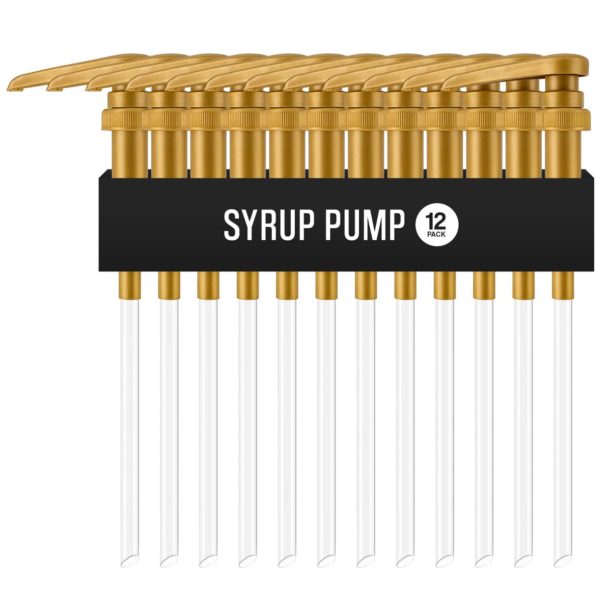 VIGOR PATH 12-pack gold syrup pumps for 750ml bottles offer precise dispensing.