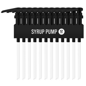 VIGOR PATH 12-pack black syrup pumps ready for 750ml bottles, mess-free dispensing.