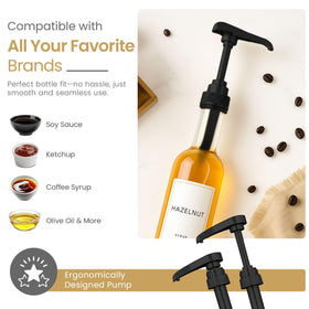 VIGOR PATH pump compatible with Torani bottles for versatile cafe setups.