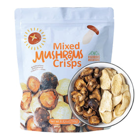 VIGOROUS MOUNTAINS mushroom chips pack side view ideal for on-the-go snacking.