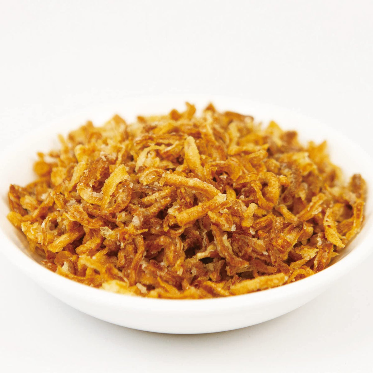 VIGOROUS MOUNTAINS Pure Fried Shallot Crisps in a bowl for garnish and flavor.