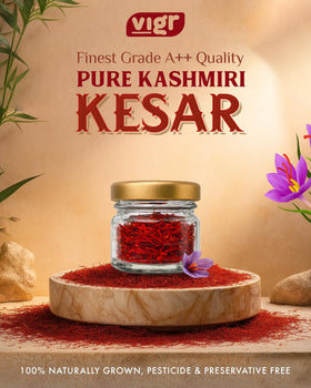 Vigr Pampore farm-direct saffron packaging highlights purity and freshness.
