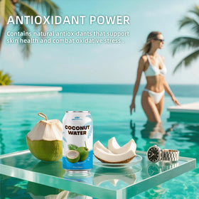No added sugar VIIBI coconut water with original flavor label