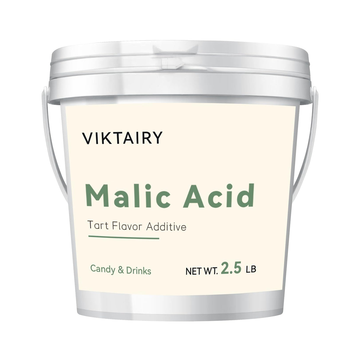 Viktairy malic acid jar for easy access to tart flavor crafting in snacks and drinks.