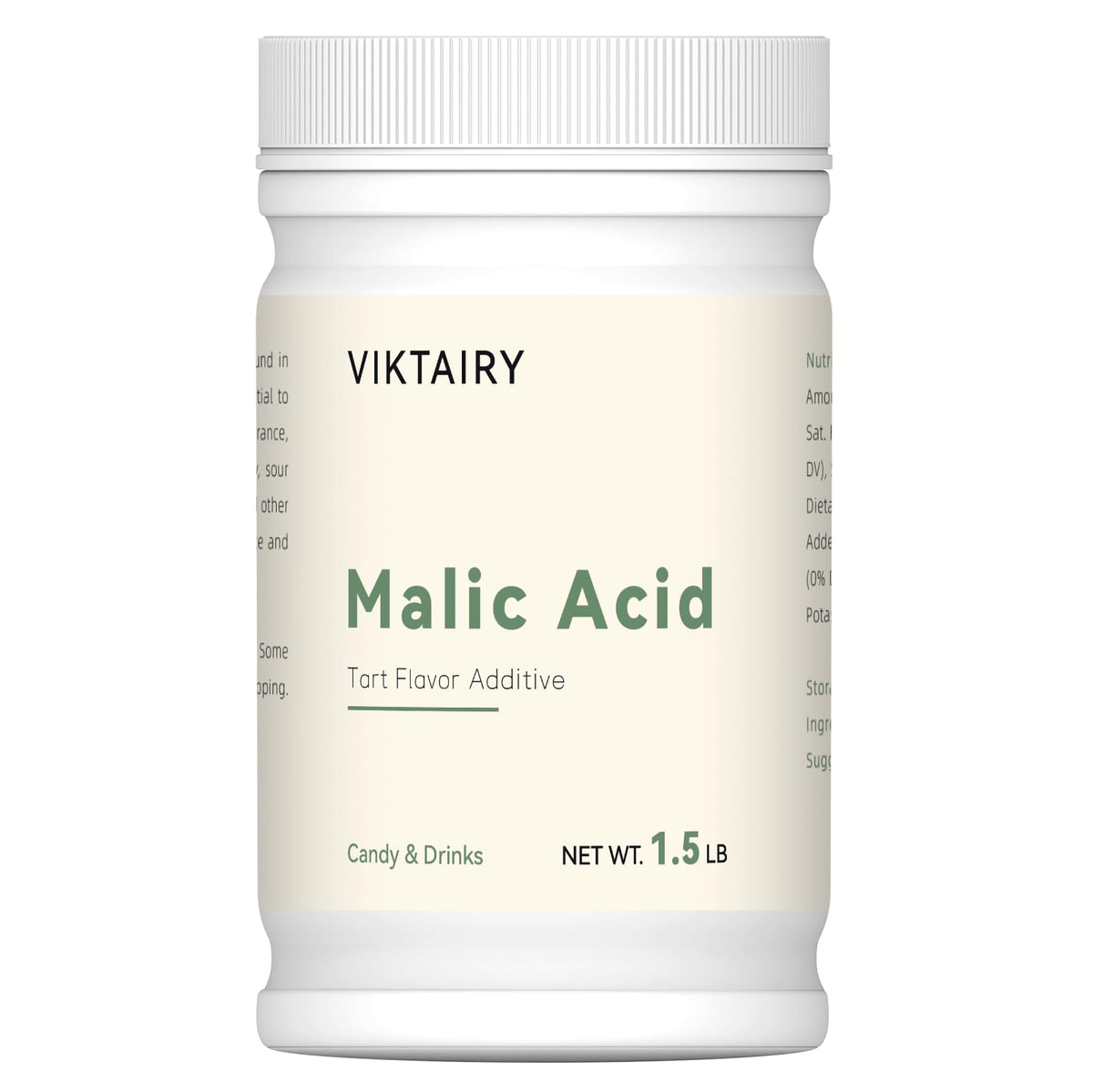 Viktairy malic acid powder jar for precise acidity in recipes.