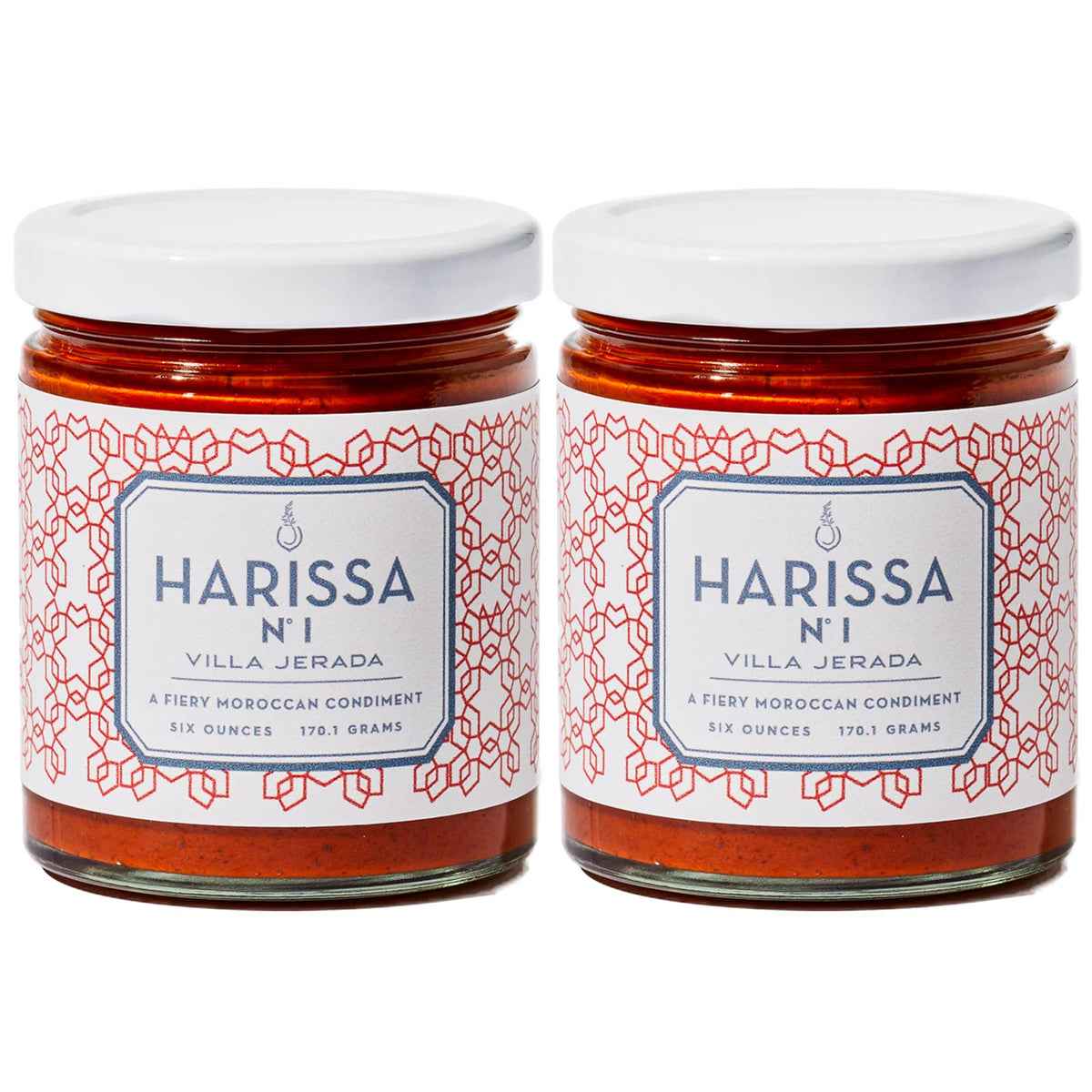 Villa Jerada Harissa No 1 bottle front shows bold Moroccan spice for vibrant meals