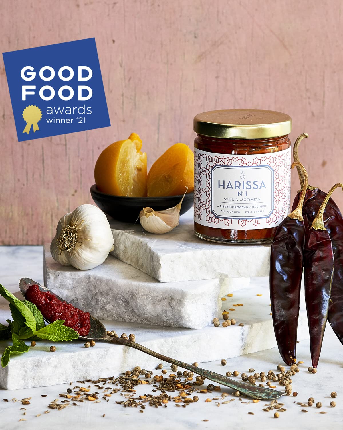 Villa Jerada Harissa preserved lemon jar suggesting bright notes for zesting meals