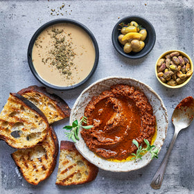 Villa Jerada stone-ground tahini showing creamy, ultra-smooth texture for recipes.