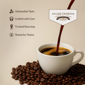 Village Favorites 1lb bag keeps coffee flavor fresh for busy weeks.