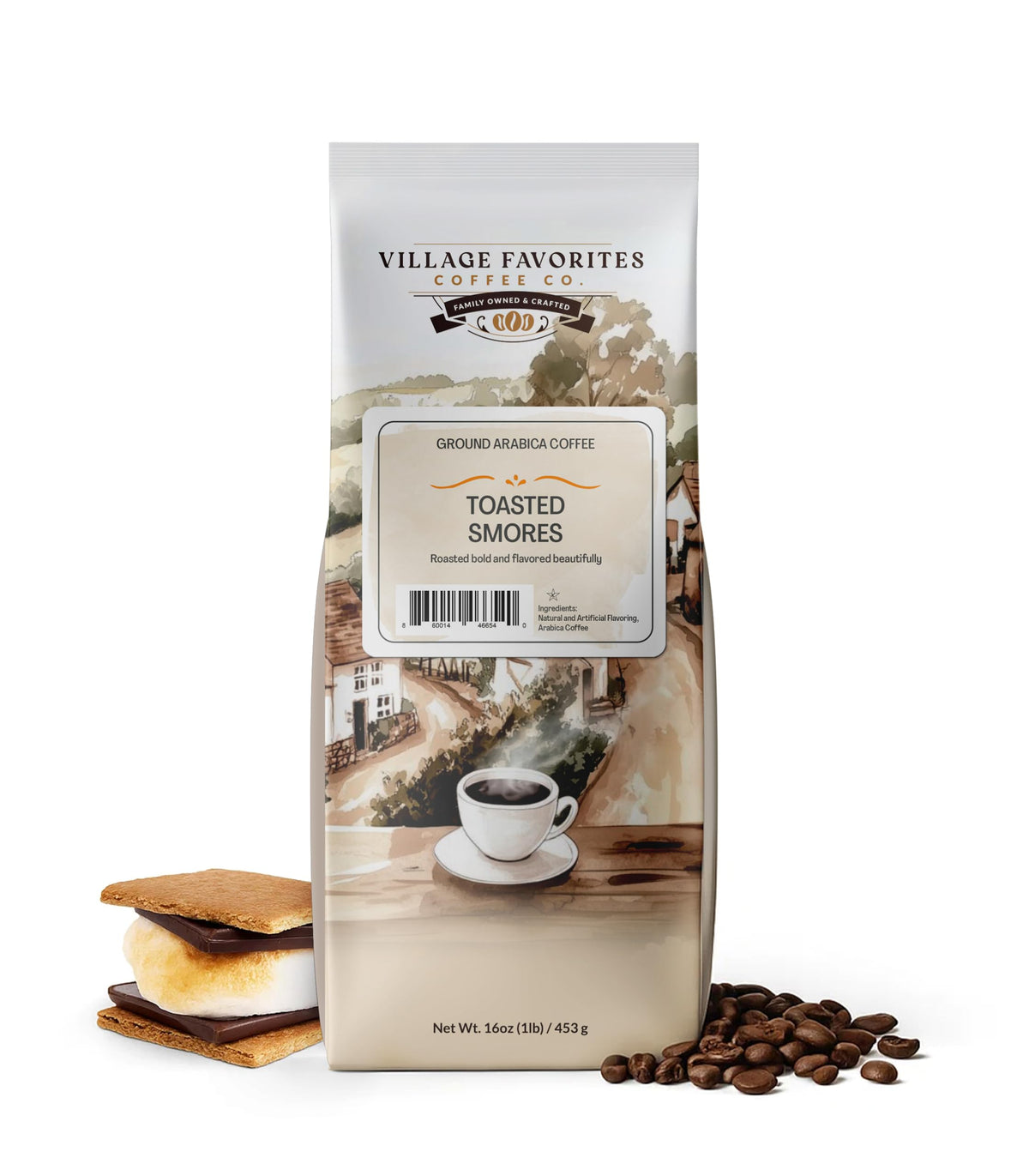 Village Favorites Apple Crumb Cake ground coffee aroma ideal for cozy mornings.