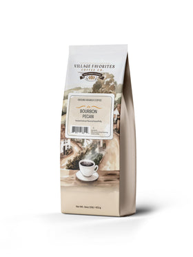 Village Favorites Bourbon Pecan grounds offer rich, balanced flavor for breakfast