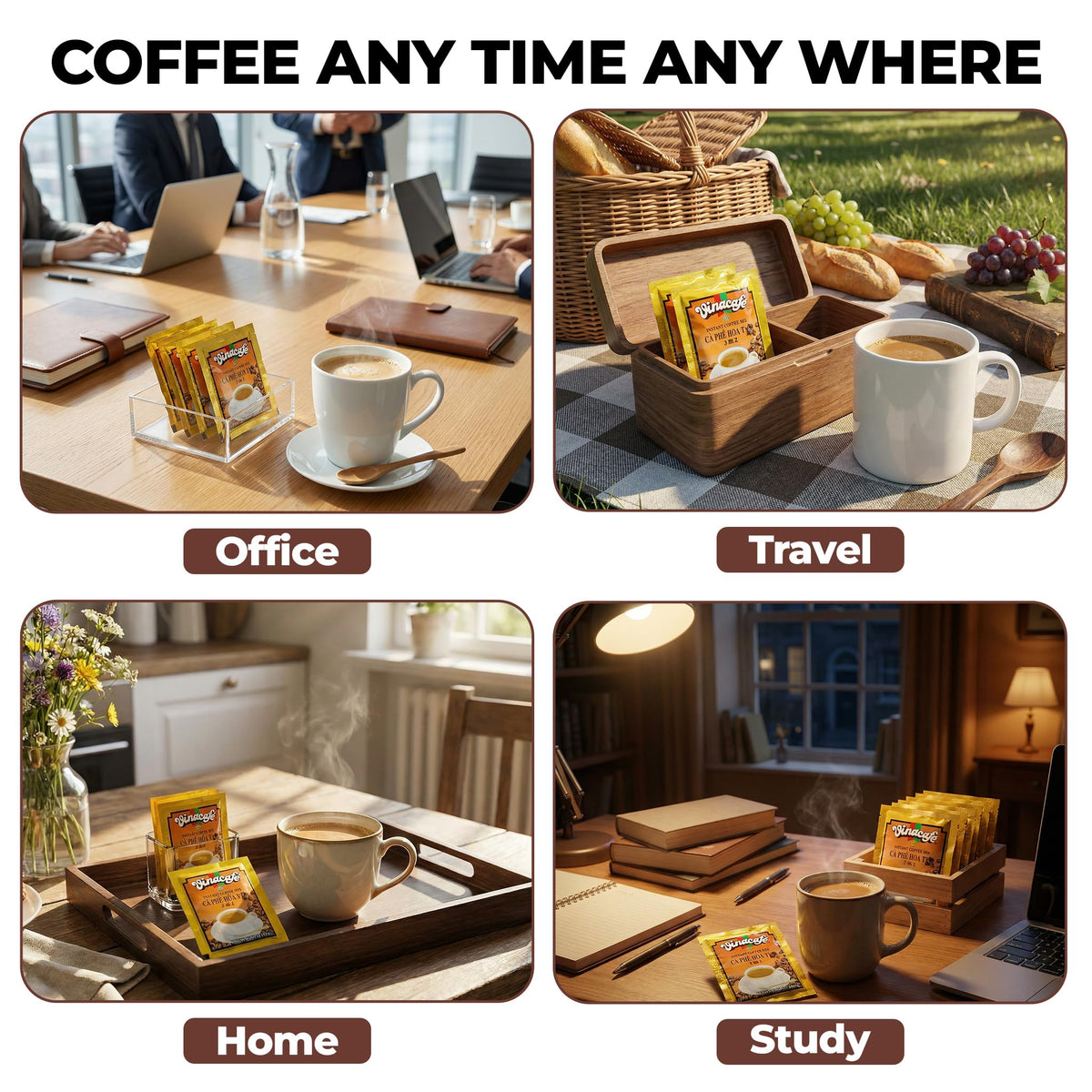 Vinacafe aroma rising from a cup signals a balanced medium roast.