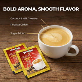 Vinacafe Gold Red aroma burst captures bold Vietnamese flavor.