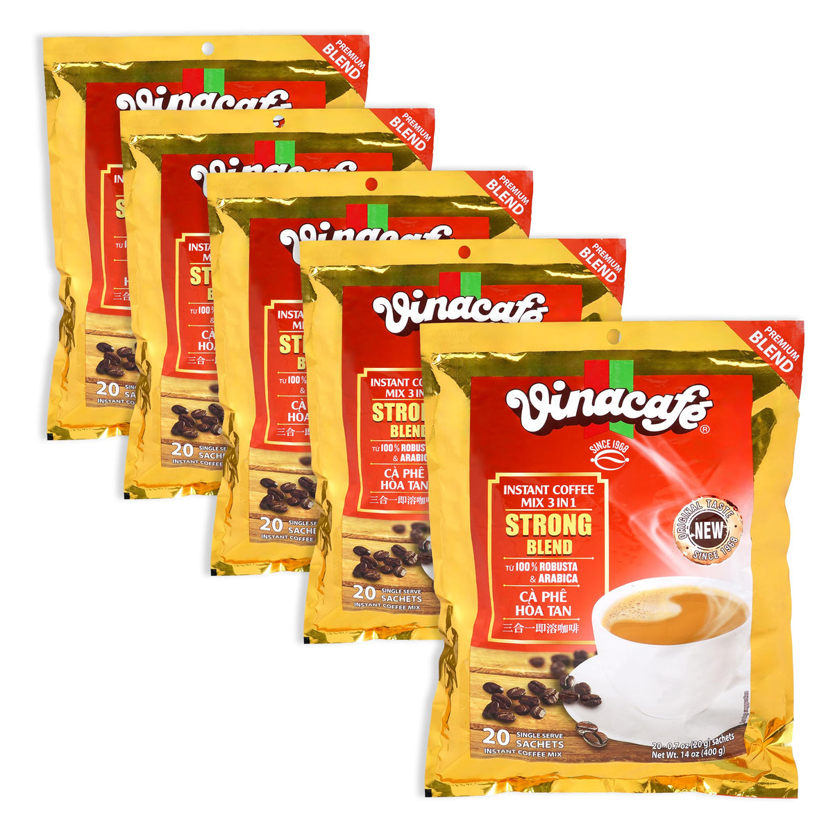 Vinacafe Gold Red sachet-pack for quick, bold coffee anywhere.
