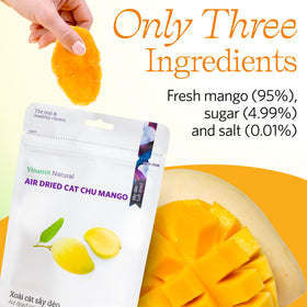 Vinamit mango slices on a plate; chewy texture ideal for kids' lunchboxes.