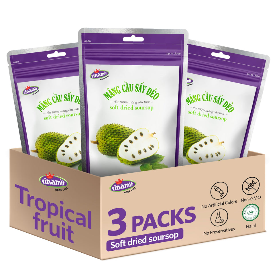 Vinamit soft-dried soursop fruit seeds pack, convenient 3.5 oz on-the-go snack