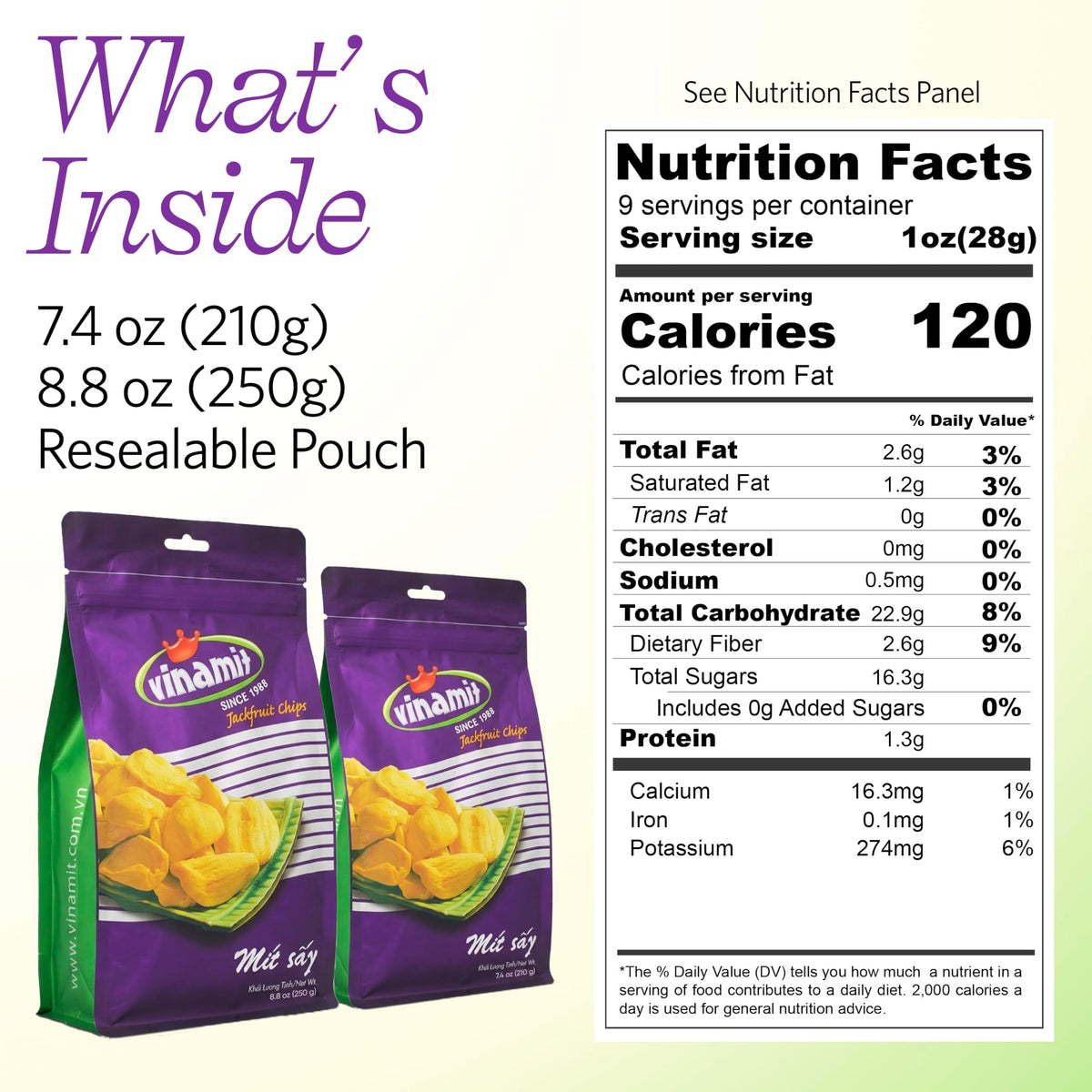 Vinamit unsweetened jackfruit chips offer a gluten-free, vegan snack.