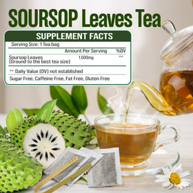 VINAREEN Soursop Leaves Tea cup with steaming brew showing soothing aroma