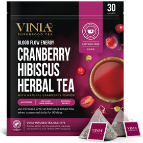 VINIA Cranberry Hibiscus tea bags for daily ritual and refreshment.
