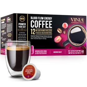 VINIA medium-dark roast pod pack highlighting bold taste and morning focus