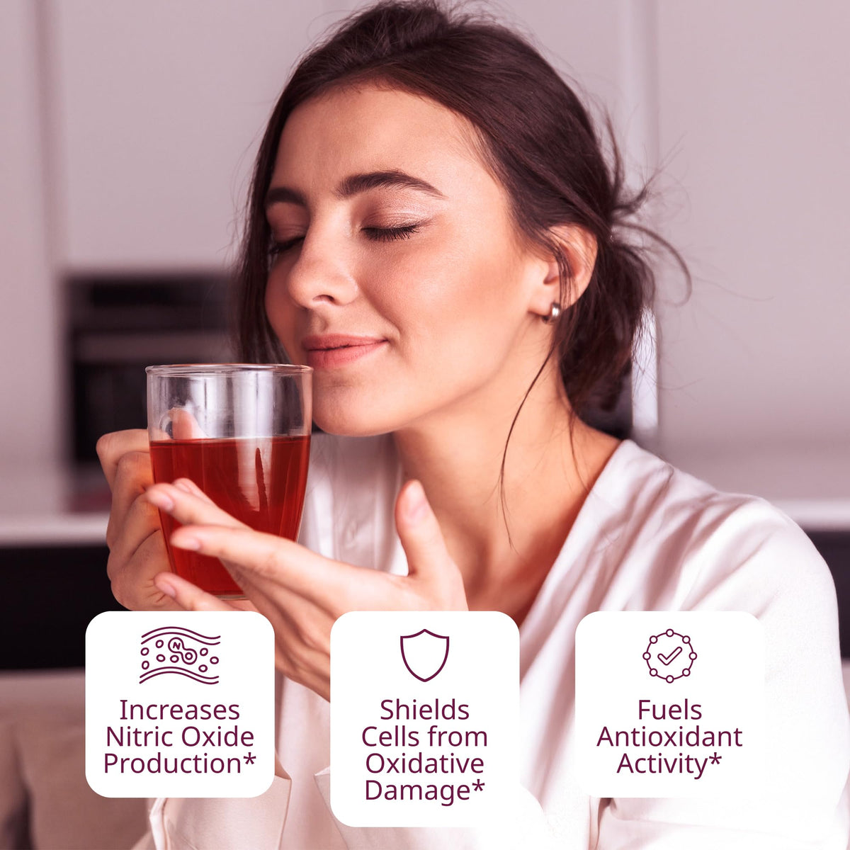 VINIA red grape cell powder label on packaging for nutrient-forward tea.