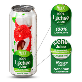 VINUT Lychee Juice nutrition panel supports quick, informed choices