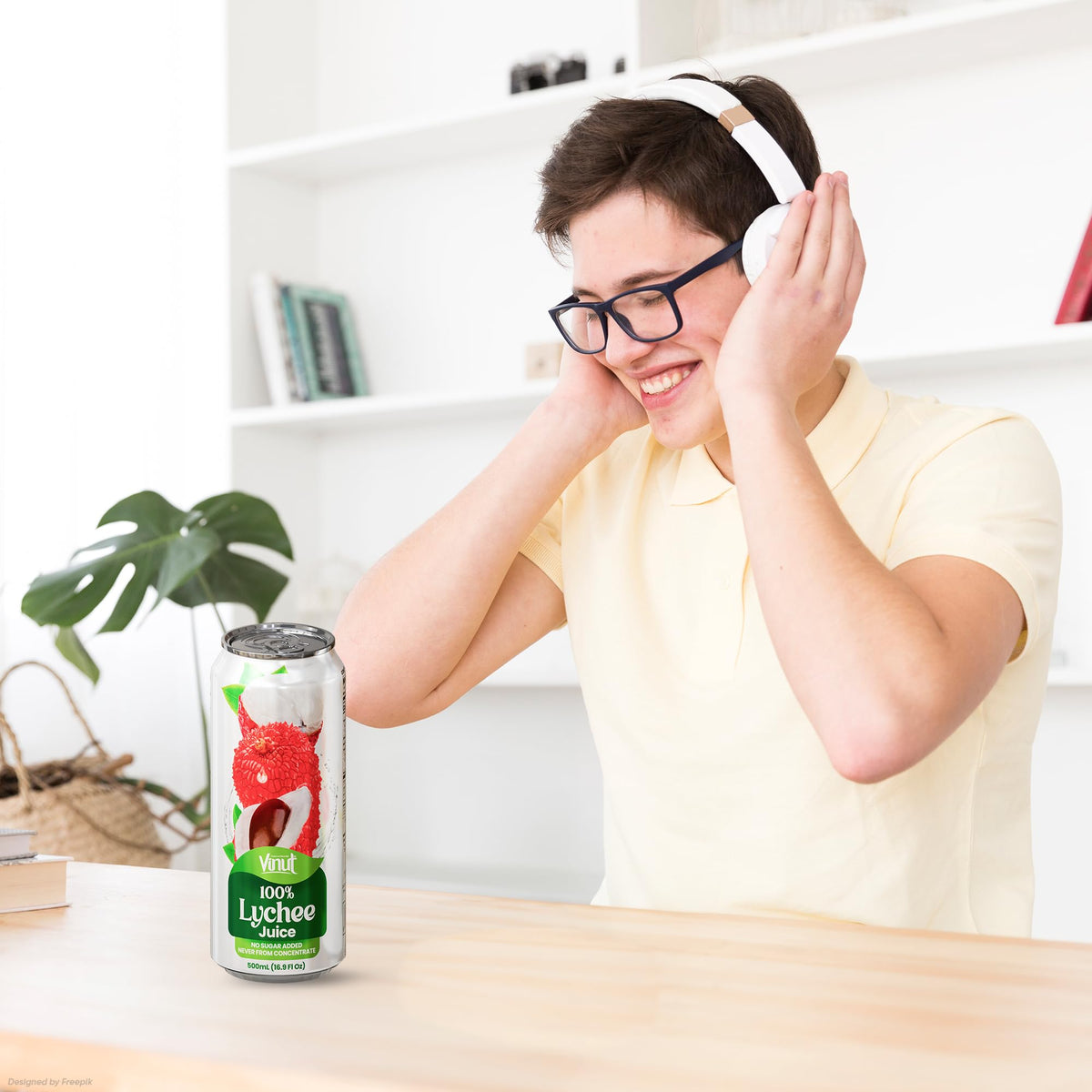 VINUT Lychee Juice multi-can pack communicates value for family or entertaining