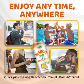 VINUT mango juice with pulp family enjoying drink—great for sharing.