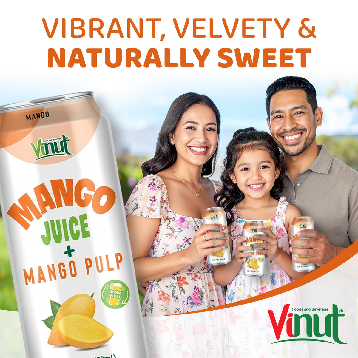 VINUT mango juice with pulp nutrition facts—high calcium and iron.