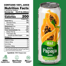 VINUT papaya juice served chilled, a refreshing tropical treat.