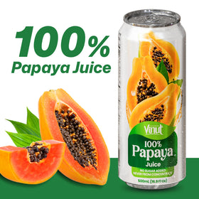 VINUT papaya juice poured into a glass, smooth tropical flavor to enjoy.