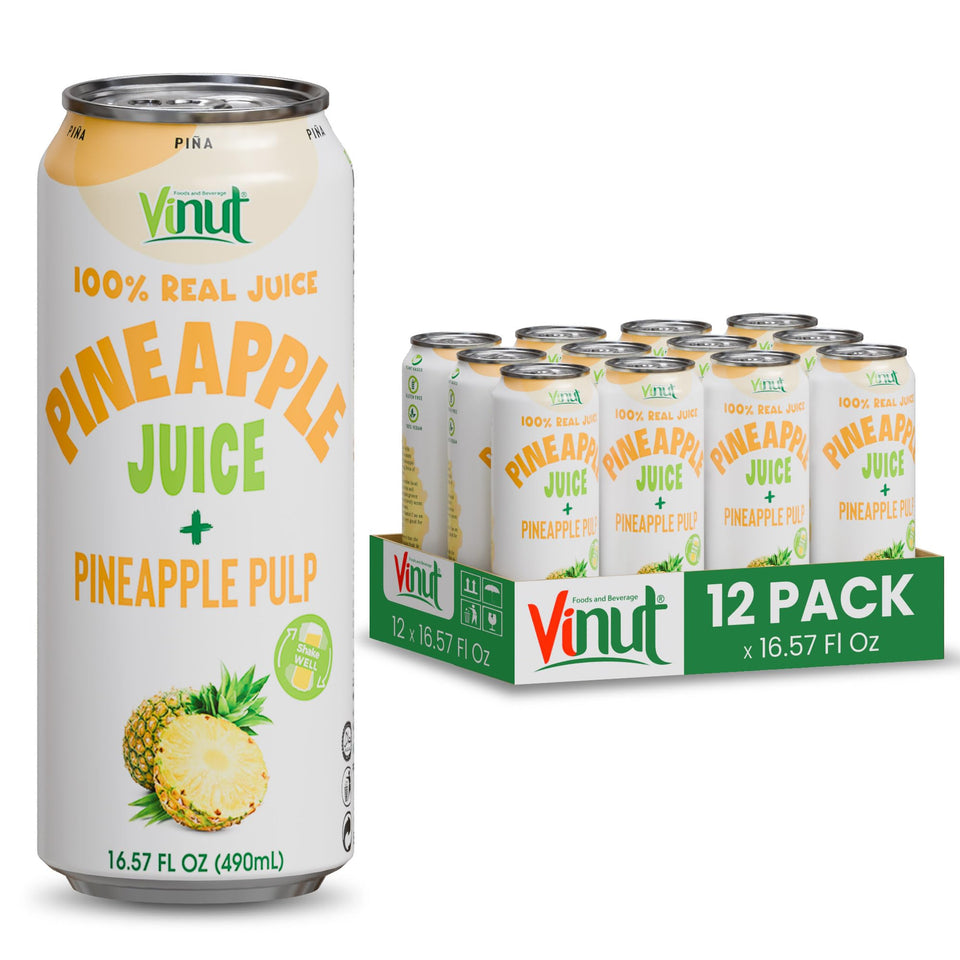 VINUT pineapple juice bottle with pulp for a refreshing tropical sip.