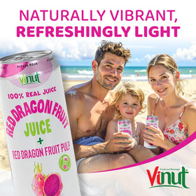 VINUT juice with visible pulp swirls in glass, ideal for sipping.