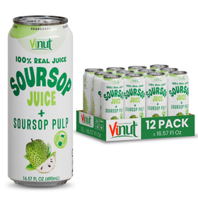 VINUT soursop juice bottle front view showing pulp for authentic tropical flavor