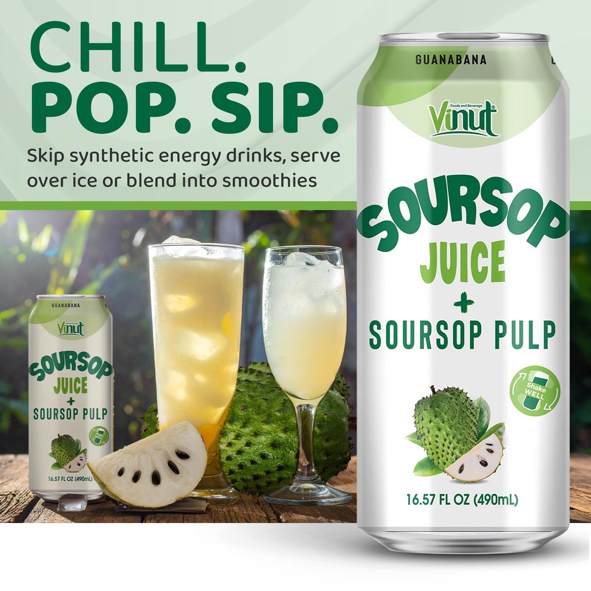 VINUT soursop pulp closeup reveals real fruit texture ideal for smoothies.