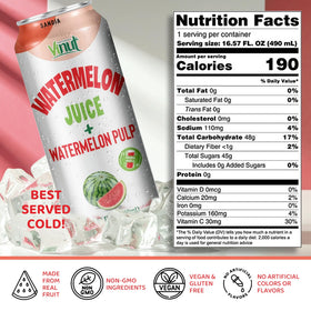 VINUT Watermelon Juice pour highlighting natural fruit flavor.