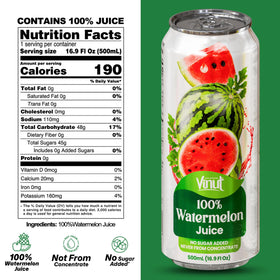 VINUT watermelon juice served chilled beside a frosty glass