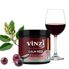 Vinzi non-alcoholic calm drink in a glass for a relaxed evening ritual.