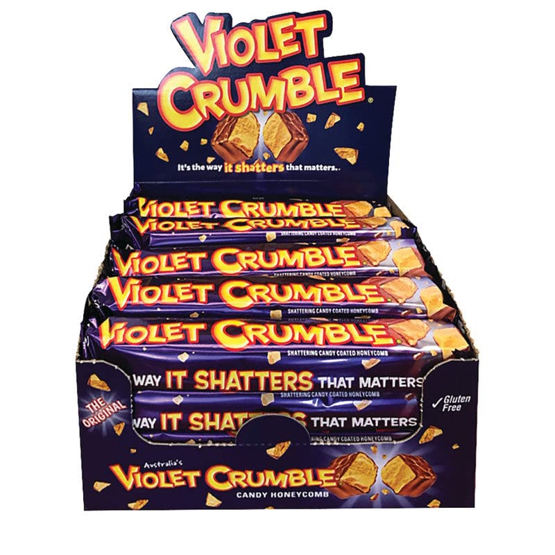 Violet Crumble chocolate bar with honeycomb toffee for a crunchy indulgence