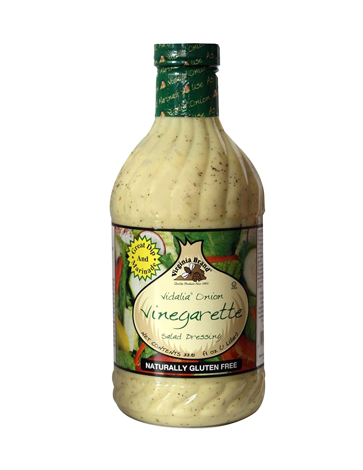 Virginia Brand Vidalia Onion Vinaigrette bottle front view highlights sweet onion flavor for salads