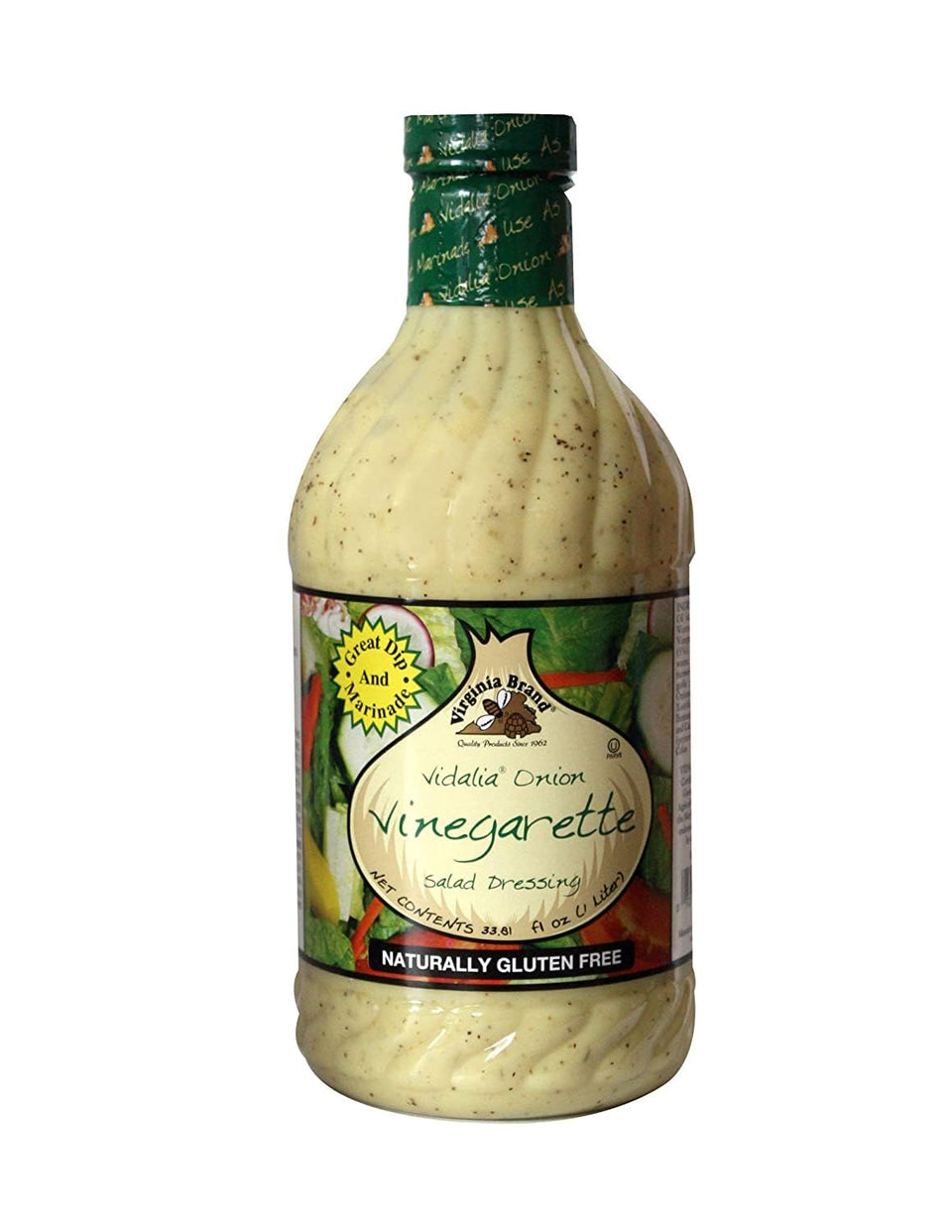 Virginia Brand Vidalia Onion Vinaigrette bottle front view highlights sweet onion flavor for salads