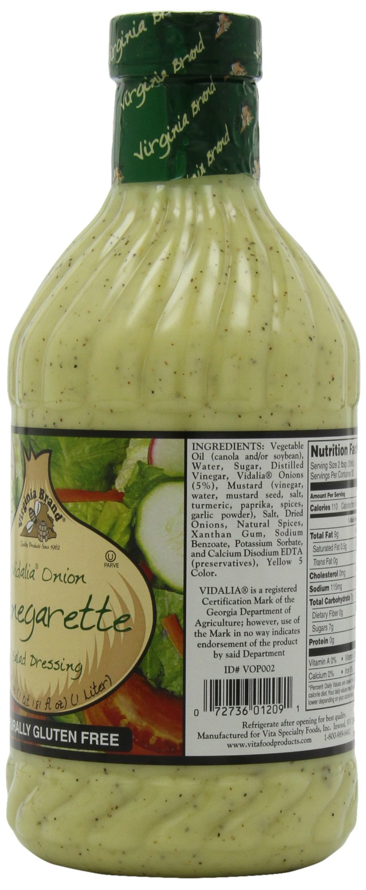Virginia Brand Vidalia Onion Vinaigrette bottle pour ideal for dips and marinades