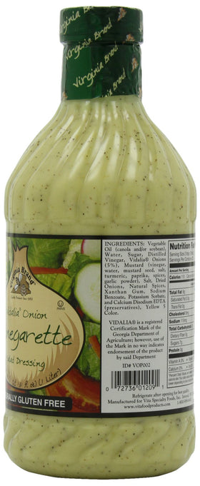 Virginia Brand Vidalia Onion Vinaigrette bottle pour ideal for dips and marinades