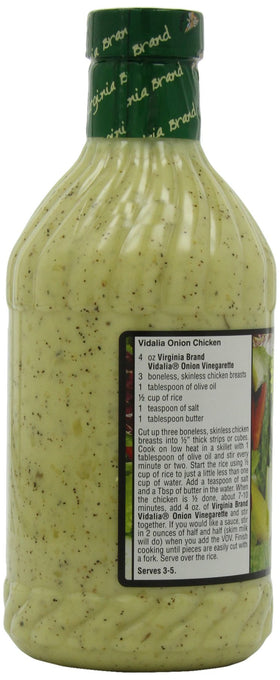 Virginia Brand Vidalia Onion Vinaigrette label close-up emphasizing wholesome ingredients