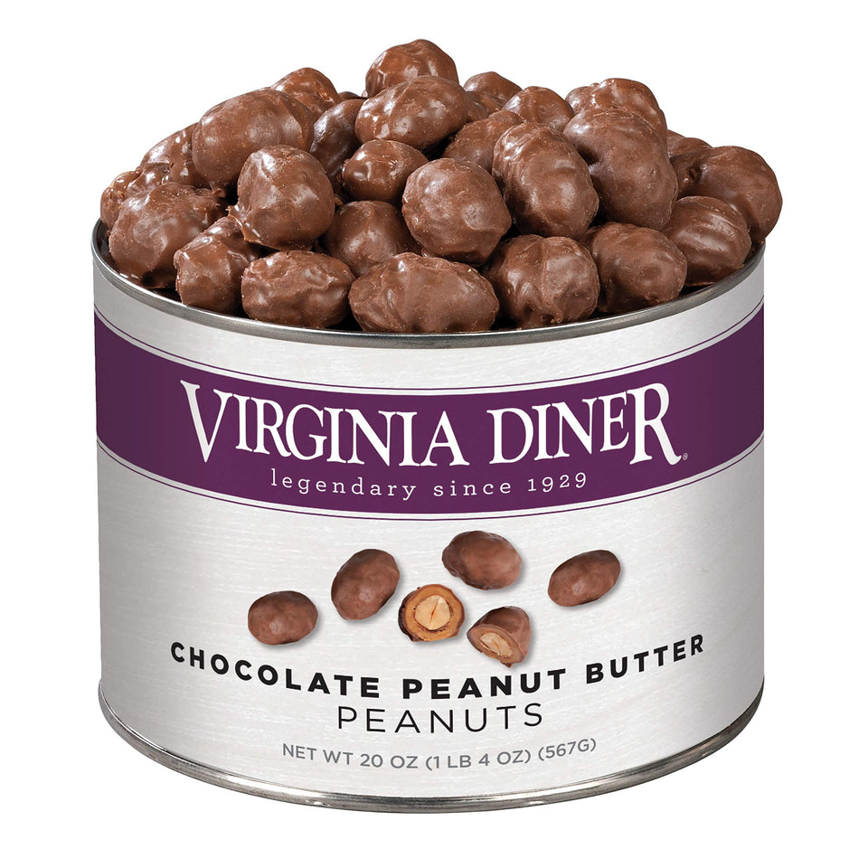 Virginia Diner extra-large peanuts with milk chocolate coating, premium texture