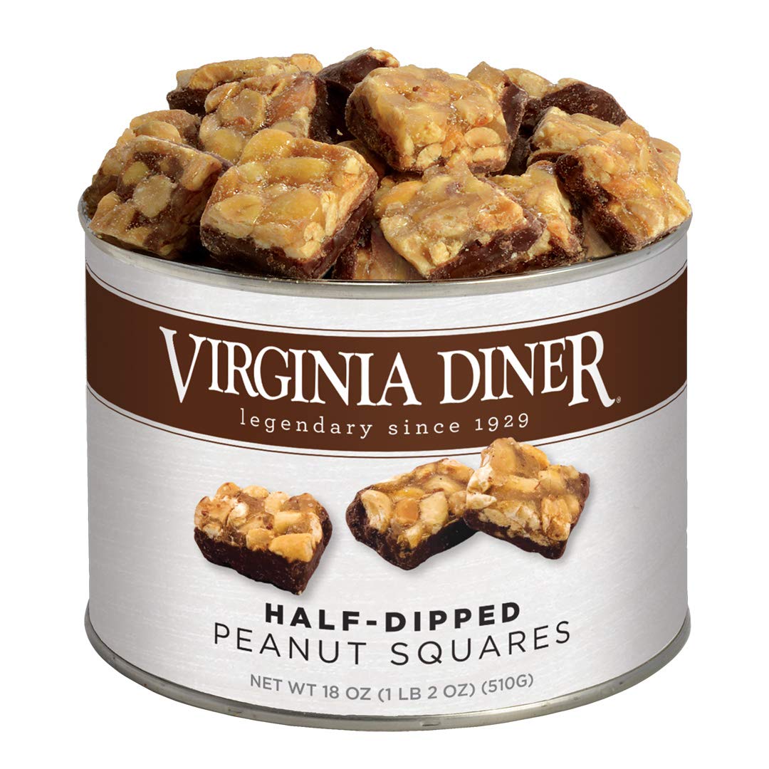 Virginia Diner gourmet natural peanut squares in tin, premium snack gift option