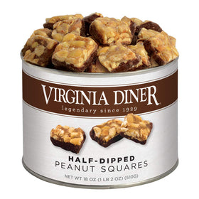 Virginia Diner gourmet natural peanut squares in tin, premium snack gift option