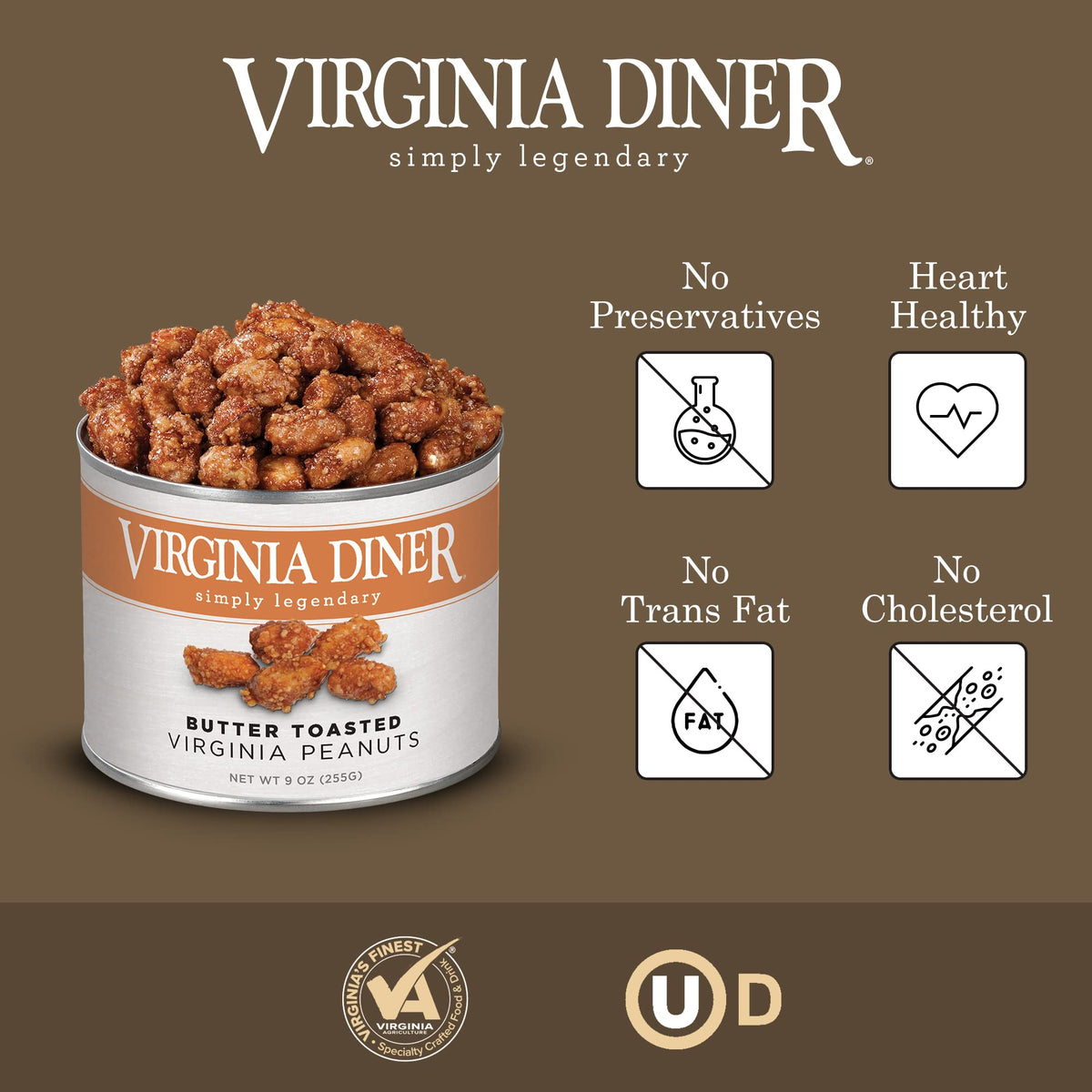 Virginia Diner gourmet peanuts close-up, ideal for gifting or sharing.