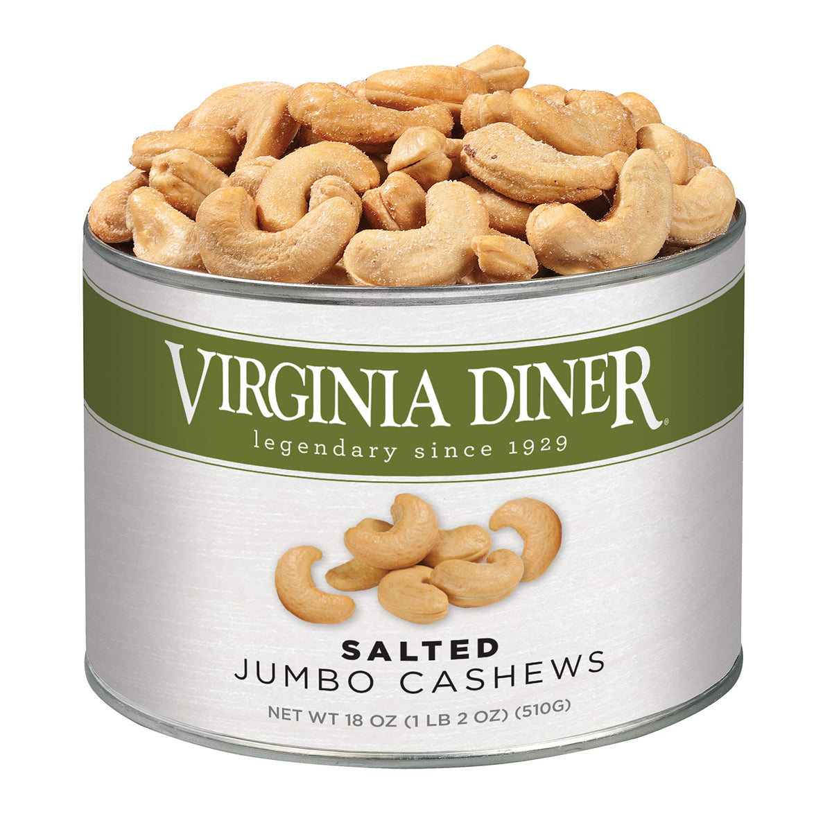 Virginia Diner Jumbo Salted Cashews can highlights premium, ready-to-serve snacking.